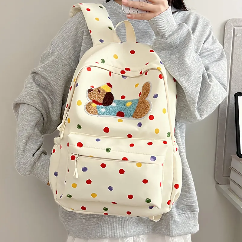 Single Warehouse Polyester Backpack Regular Women's Beige/White-5