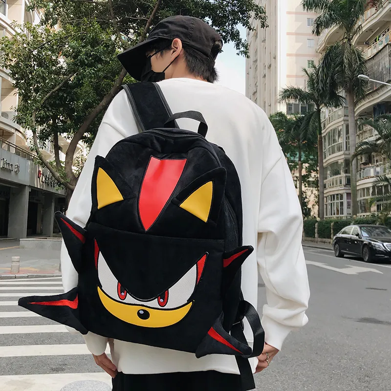 Single Warehouse Plush Laptop Backpack Regular Unisex Black/Gray-1