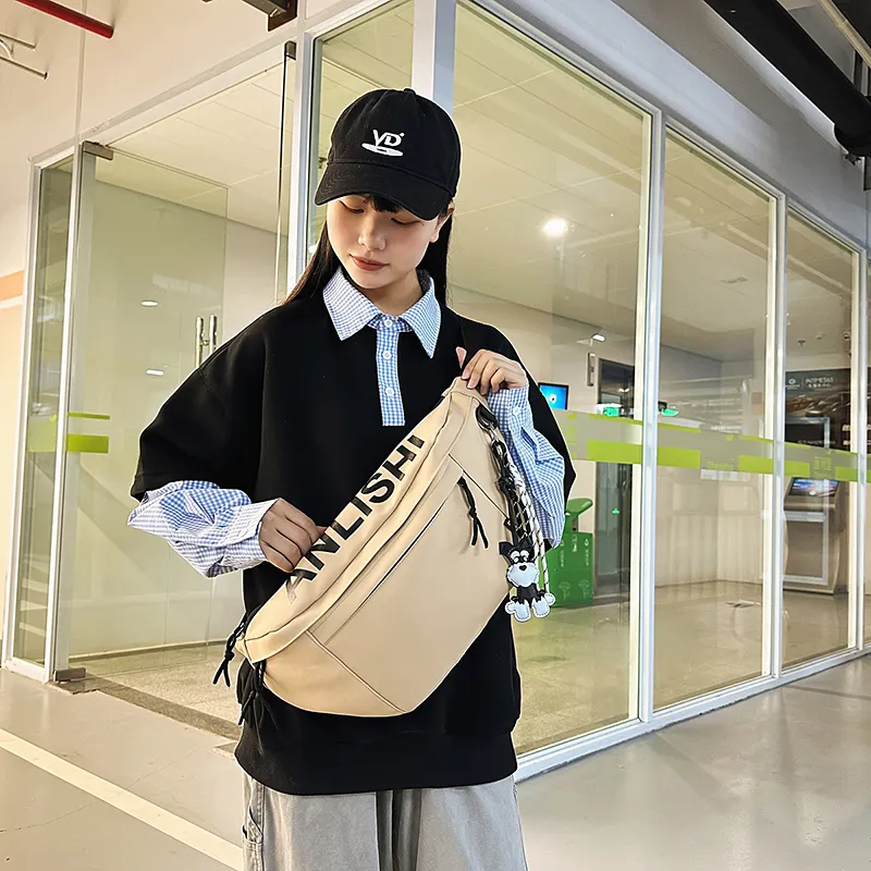 Single Warehouse Nylon Sling Bag Unisex White/Khaki/Gray/Black-8