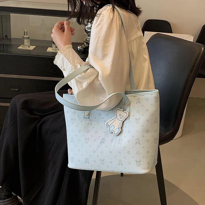 Single Warehouse PU Shoulder Bag Regular Women's White/Pink/Blue-16