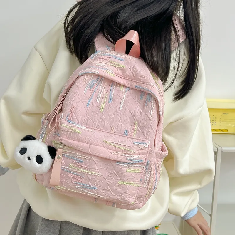 Single Warehouse Composite Cloth Backpack Regular Women's White/Black/Pink/Yellow-12
