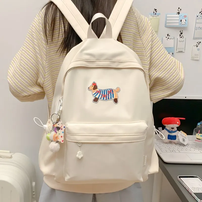 Single Warehouse Composite Cloth Backpack Unisex White/Blue/Black/Green-2