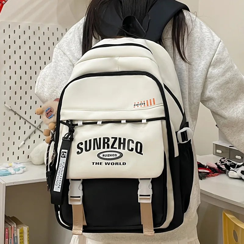 Single Warehouse Oxford Backpack Regular Unisex Black/Red/Khaki/Gray/Purple/Pink-19