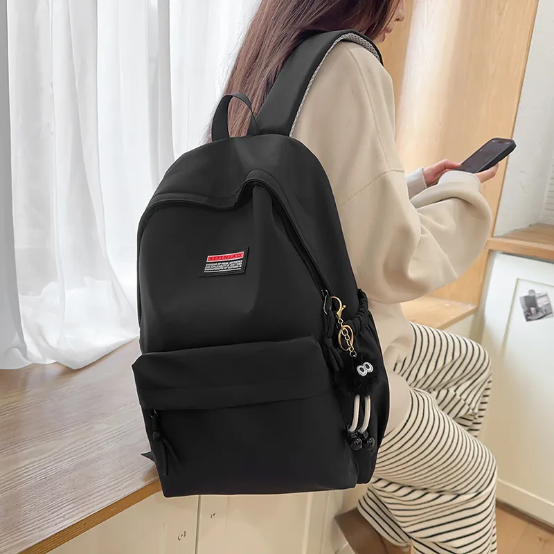 Single Warehouse Nylon Backpack Unisex Black/White/Pink/Gray/Blue/Green-6