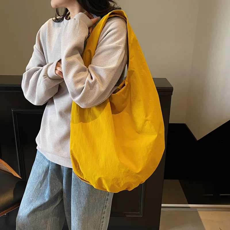 Single Warehouse Fabric Handbag, Shoulder Bag Regular Unisex Black/Yellow/Khaki/Coffee/Green-3