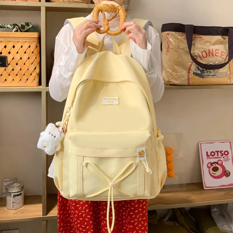Single Warehouse Twill Backpack Unisex Black/Pink/Yellow/Light Green/Beige-11