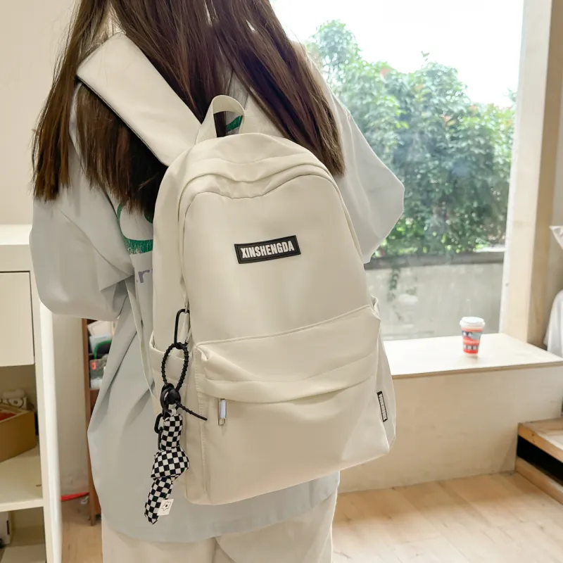 Single Warehouse Nylon Backpack Unisex White/Black/Red/Khaki/Blue-5