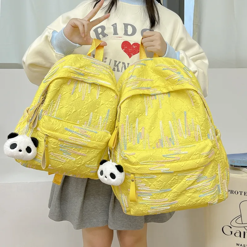 Single Warehouse Composite Cloth Backpack Regular Women's White/Black/Pink/Yellow-19