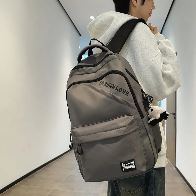 Single Warehouse Nylon Backpack Unisex White/Black/Gray/Khaki-13