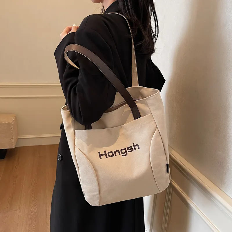 Single Warehouse Fabric Handheld Shoulder Bag Regular Women's White/Khaki/Dark Tea-9