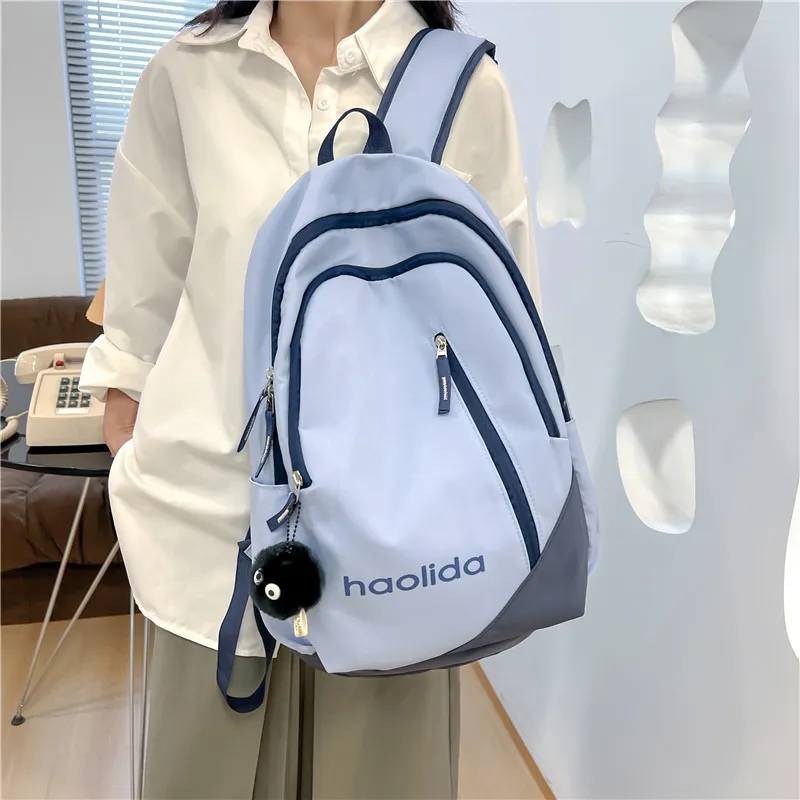 Single Warehouse Nylon Backpack Unisex White/Pink/Blue/Green/Black-10