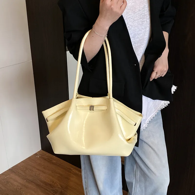 Single Warehouse PU Shoulder Bag Regular Women's Ivory/Black/Burgundy/Light Yellow/Light Blue-9