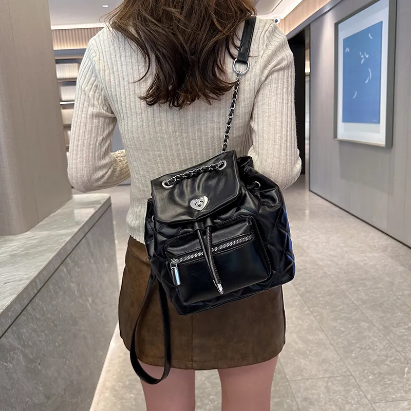 Single Warehouse PU Backpack Regular Women's White/Silver/Black-16