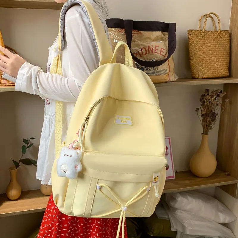 Single Warehouse Twill Backpack Unisex Black/Pink/Yellow/Light Green/Beige-13