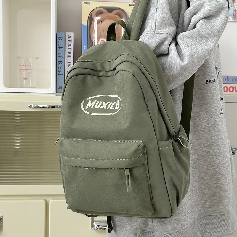 Single Warehouse Nylon Backpack Regular Unisex White Gray/Green/Red-16