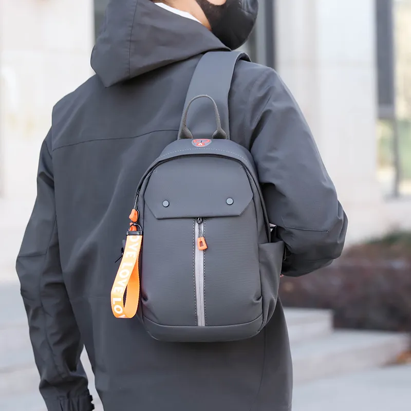 Single Warehouse Nylon Sling Bag Men's Black/Gray-7