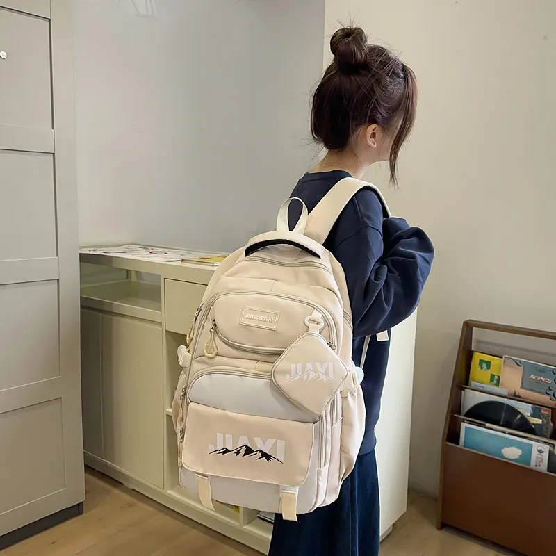 Single Warehouse Nylon Laptop Backpack Travel Backpack Unisex Multicolor-3