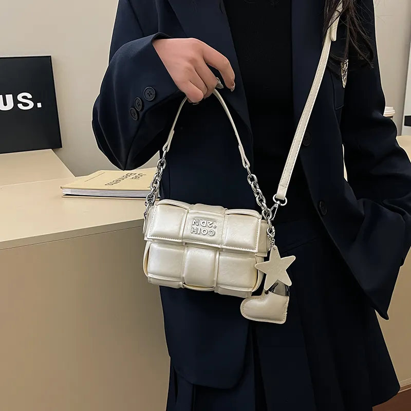 Single Warehouse PU One Shoulder Handbag Regular Women's Ecru/Silver/Pink/Black-3
