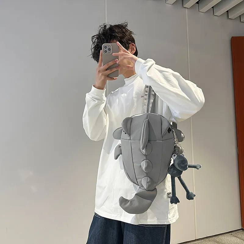 Single Warehouse Nylon Backpack Unisex White/Gray/Black-8