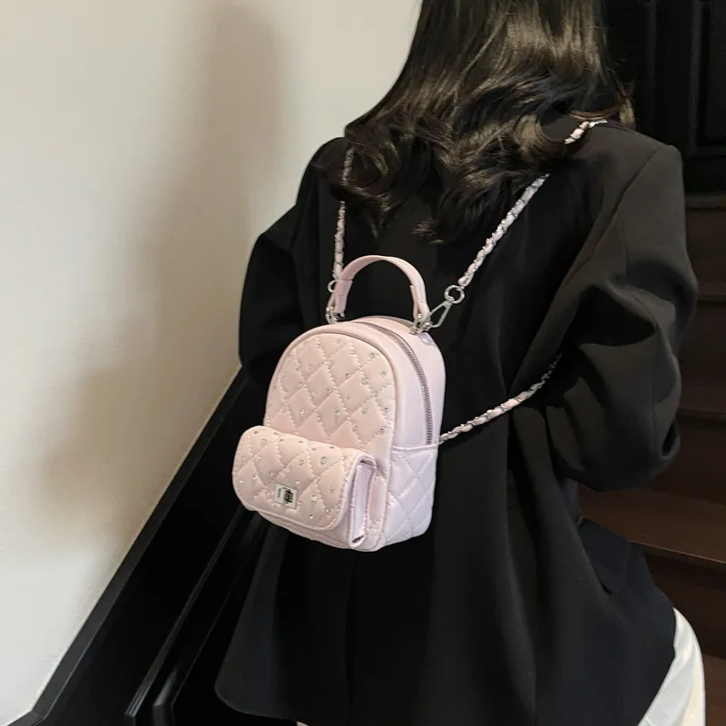 Single Warehouse PU Backpack Regular Women's Ecru/Pink/Blue/Yellow/Black/Burgundy-10