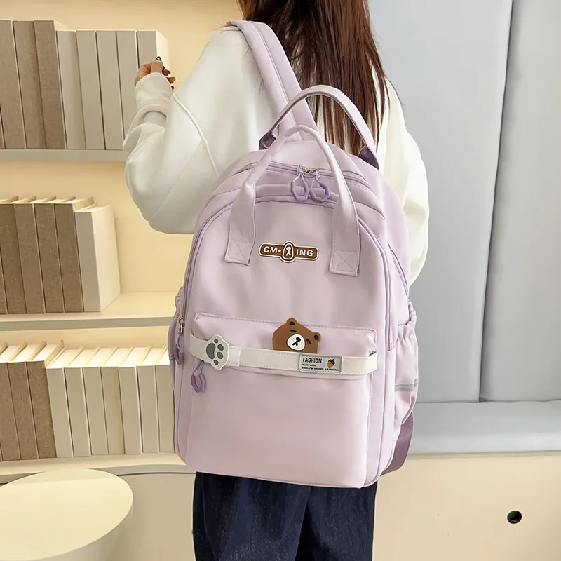 Single Warehouse Nylon Student Bag Pink/Blue/Green/Purple/Black-18