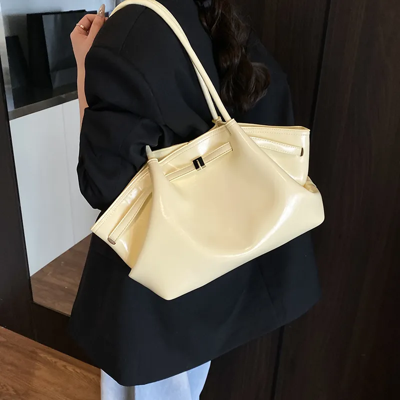 Single Warehouse PU Shoulder Bag Regular Women's Ivory/Black/Burgundy/Light Yellow/Light Blue-11