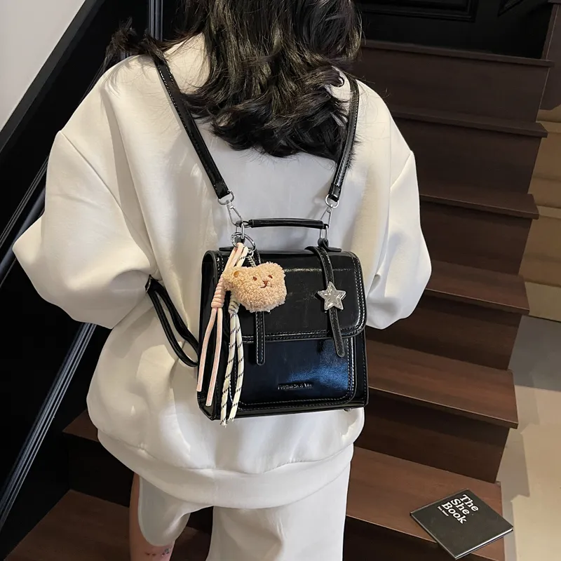 Single Warehouse PU Backpack Regular Women's Ecru/Pink/Blue/Yellow/Black-26