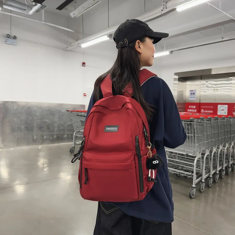 Single Warehouse Nylon Backpack Regular Unisex Black/Burgundy/Khaki/Light Green/Beige-18