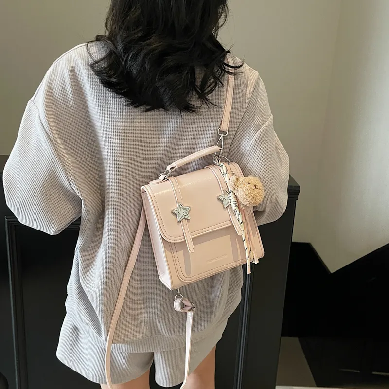 Single Warehouse PU Backpack Regular Women's Ecru/Pink/Blue/Yellow/Black-11