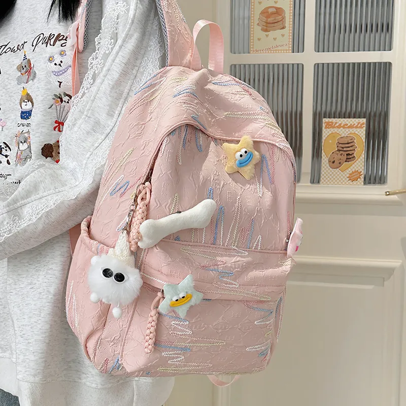 Single Warehouse Nylon Backpack Regular Women's White/Pink/Blue/Black/Yellow-4