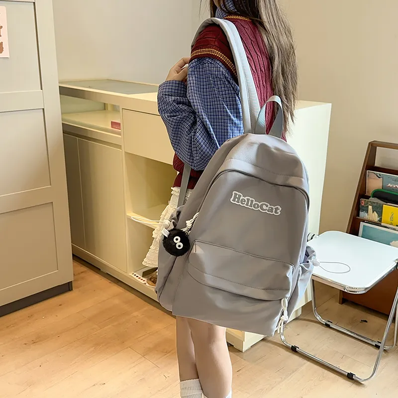 Single Warehouse Nylon Backpack Unisex Ecru/Yellow/Gray/Black-14