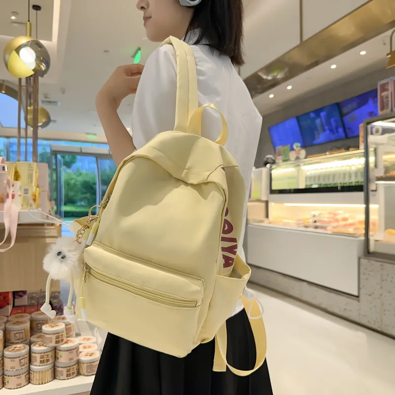 Single Warehouse Nylon Backpack Large Size Unisex Green/White/Black/Yellow/Pink-11