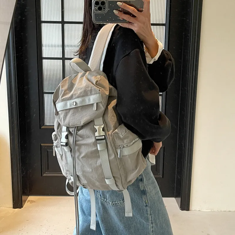 Single Warehouse Fabric Backpack Regular Unisex Ecru/Gray/Khaki/Black-12