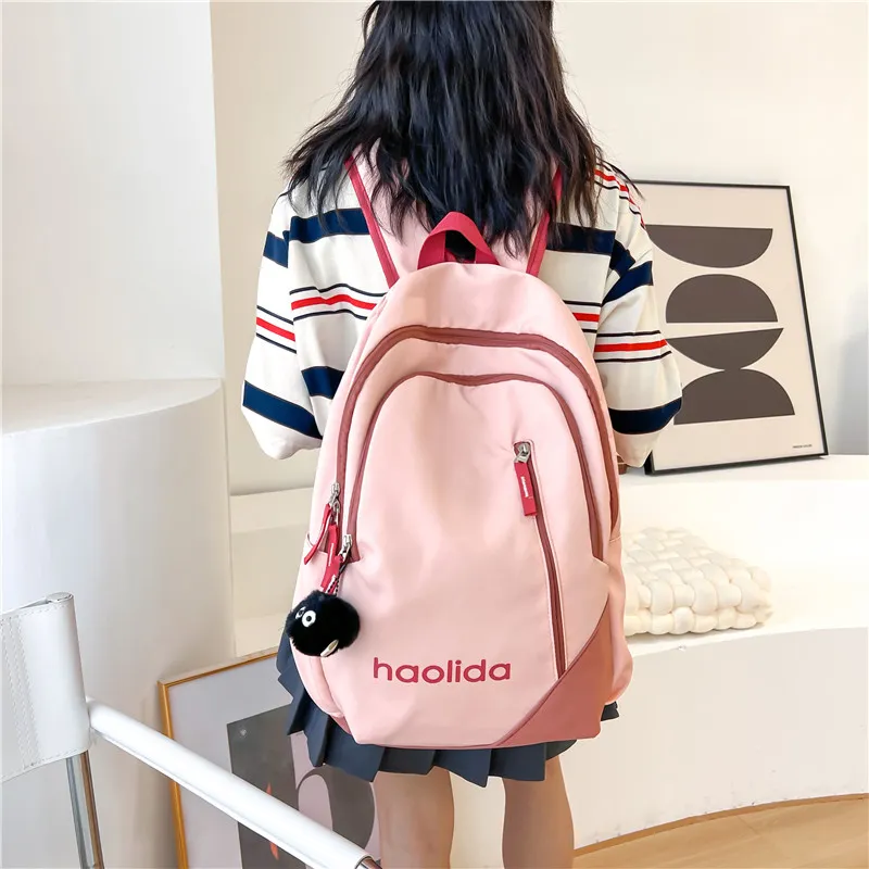 Single Warehouse Nylon Backpack Unisex White/Pink/Blue/Green/Black-5