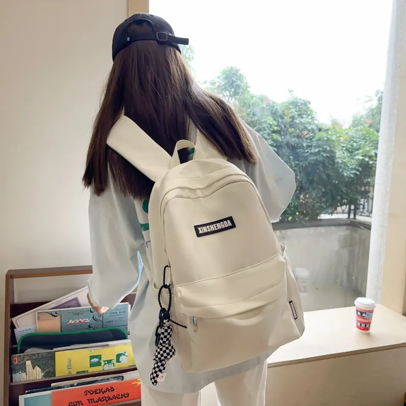 Single Warehouse Nylon Backpack Unisex White/Black/Red/Khaki/Blue-6