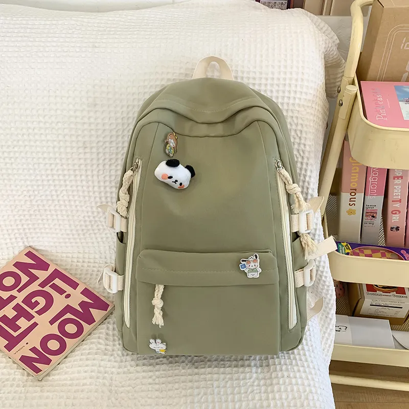 Single Warehouse Nylon Backpack Unisex White/Pink/Blue/Green/Black-20