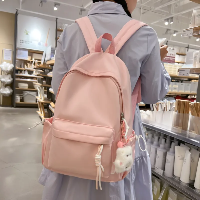 Single Warehouse Nylon Backpack Regular Unisex Black/Yellow/Orange/Green/White/Pink-14