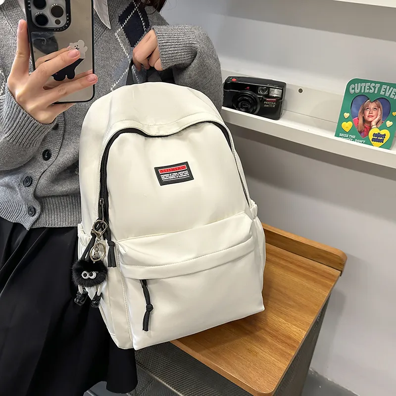Single Warehouse Nylon Backpack Unisex Black/White/Pink/Gray/Blue/Green-2