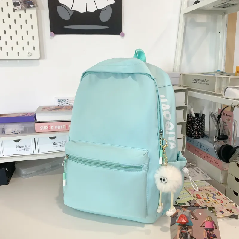 Single Warehouse Nylon Backpack Large Size Unisex Green/White/Black/Yellow/Pink-1