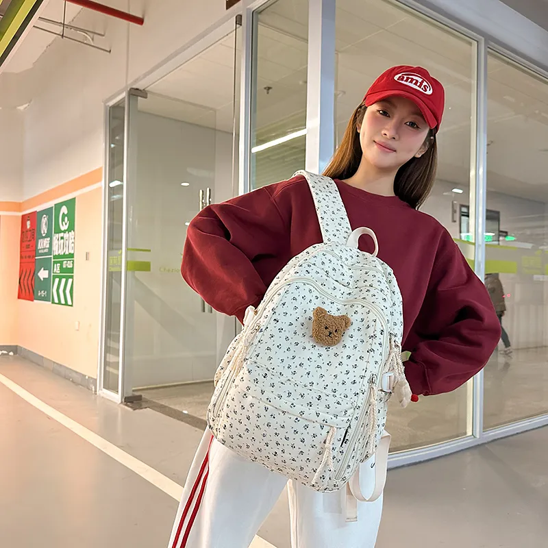 Single Warehouse Nylon Backpack Women's Polka Dot/Rose/Print-16