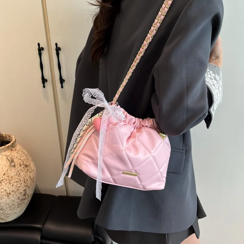 Single Warehouse PU Shoulder Bag Regular Women's White/Silver/Pink/Black-15
