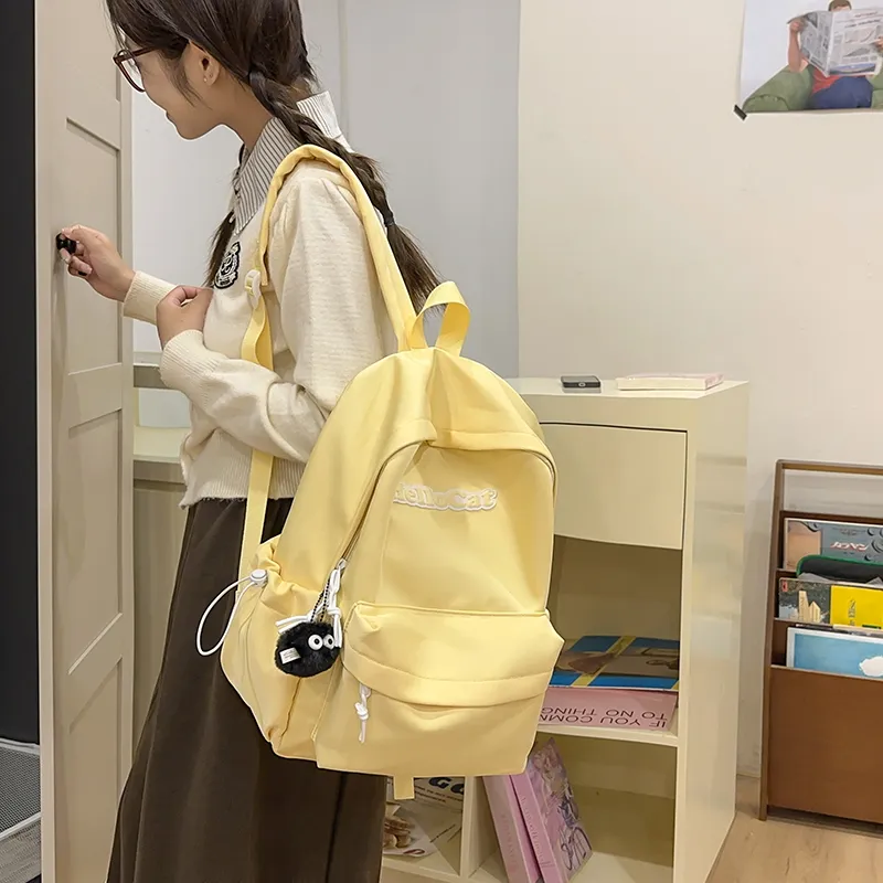 Single Warehouse Nylon Backpack Unisex Ecru/Yellow/Gray/Black-9