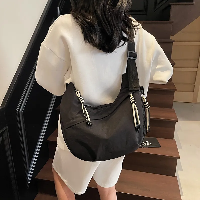 Single Warehouse Fabric Shoulder Bag Regular Unisex White/Green/Yellow/Purple/Black-27