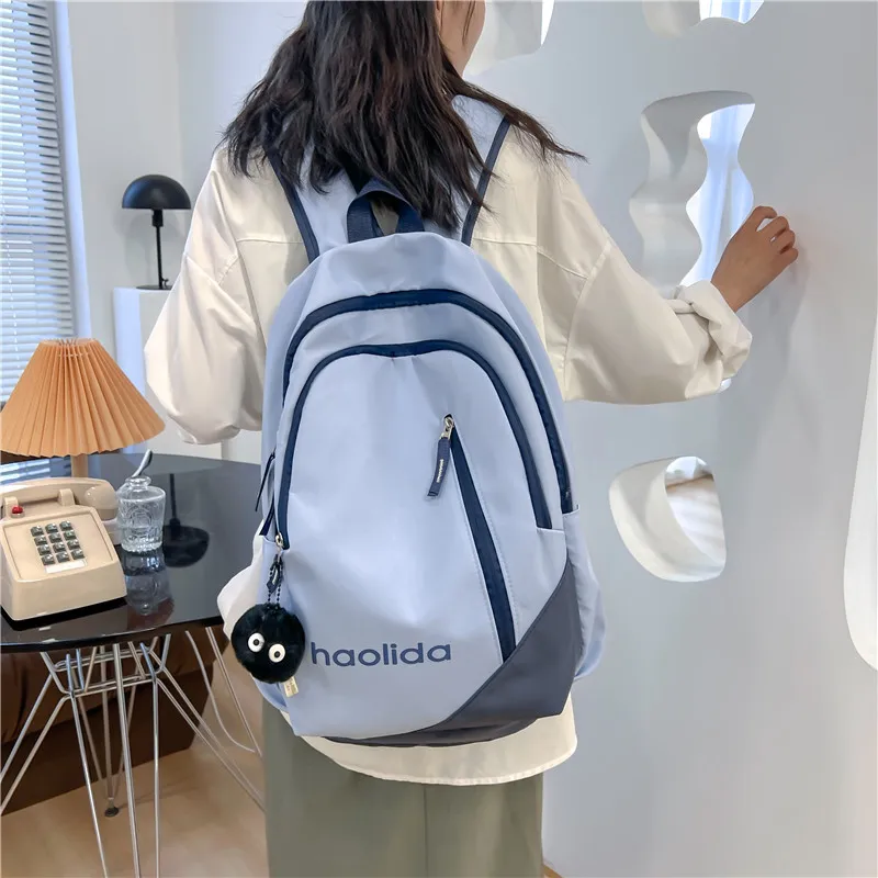 Single Warehouse Nylon Backpack Unisex White/Pink/Blue/Green/Black-12