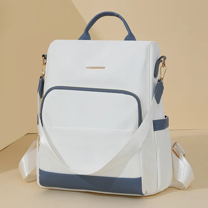 Single Warehouse PU Backpack Regular Unisex Black & White/Black & Brown/Caramel/Blue/Red/Pink-11