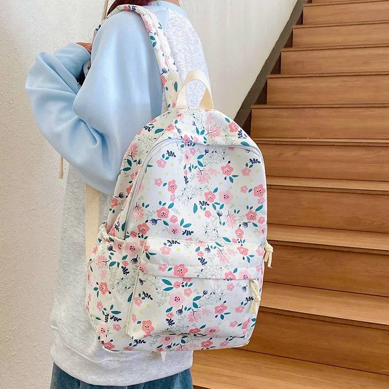 Single Warehouse Nylon Backpack Unisex Ecru/Green-1