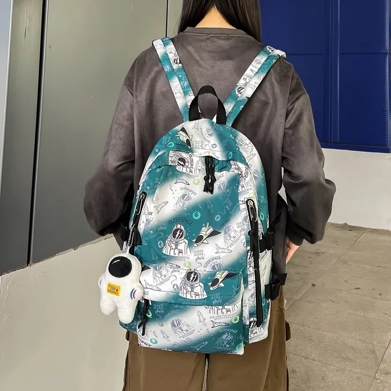 Single Warehouse Nylon Backpack Regular Unisex Blue/Green/Gray/Black-9