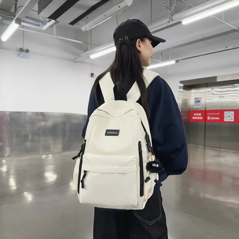Single Warehouse Nylon Backpack Regular Unisex Black/Burgundy/Khaki/Light Green/Beige-1
