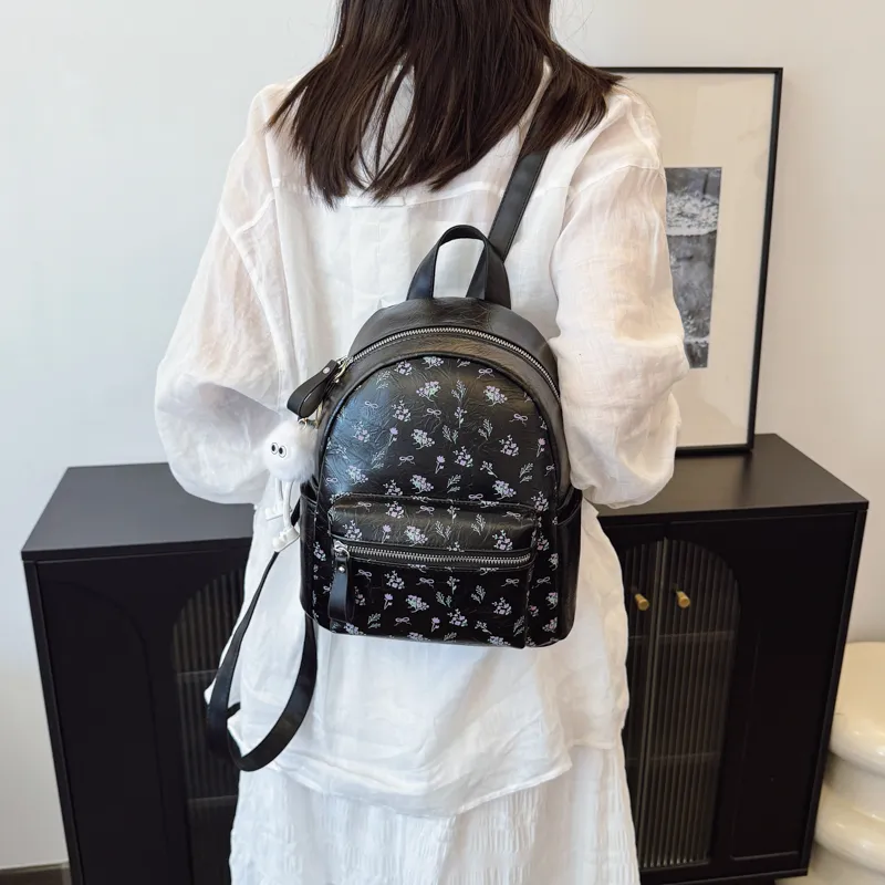 Single Warehouse PU Backpack Women's White/Silver/Black-19