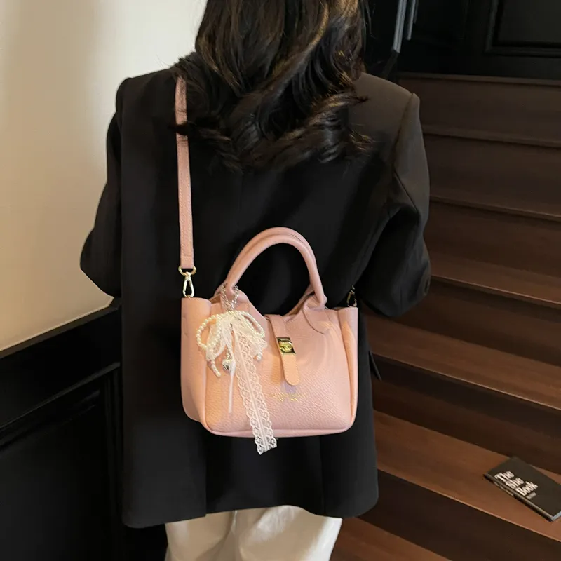 Single Warehouse PU Shoulder Bag, Crossbody Bag, Handbag Regular Women's Blue/Ecru/Pink/Black-17